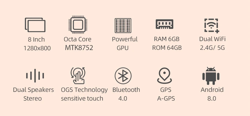 8 дюймов планшетный ПК с системой андроида и 8,0 octa core Оперативная память 6 ГБ Встроенная память 64 ГБ 1280*800 ips Bluetooth gps Dual SIM карты 4G телефон смарт планшетофон(плафон