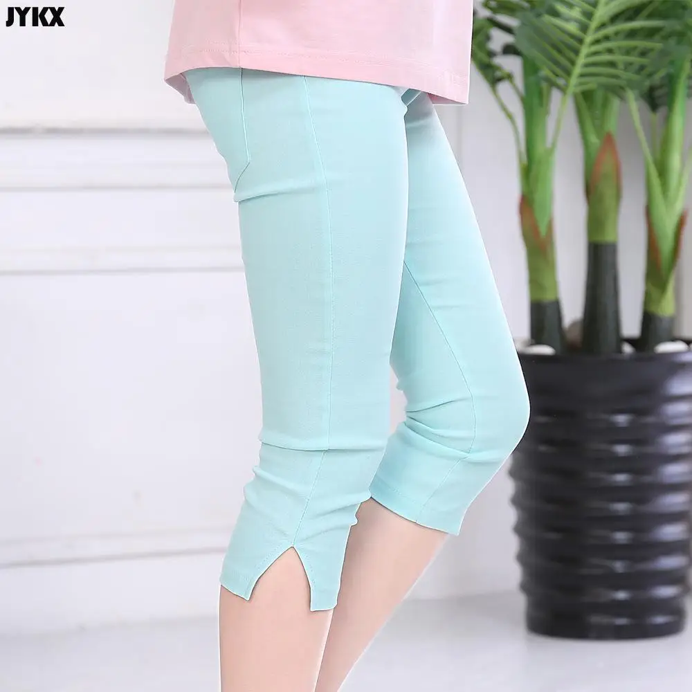 Для девочек Штаны летние штаны яркого цвета Пять штанов стрейч Колготки узкие