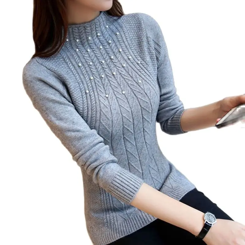 Женский облегающий свитер-водолазка корейский эластичный полуфиксированный