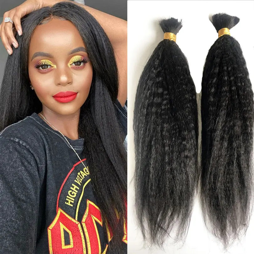 100% Human Braiding Hair Bulk Machine Made Remy Kinky Straight No Weft Bundles Natural Braiding Hair Extensions