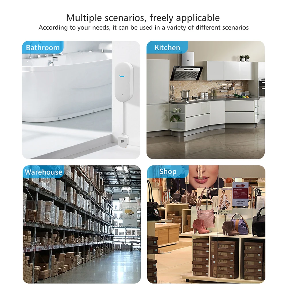 

Intelligent APP WIFI Water Level Water Leak Full Water Alarm Tool House Kitchen Bathroom Remote Alarm Compatible with Tuya