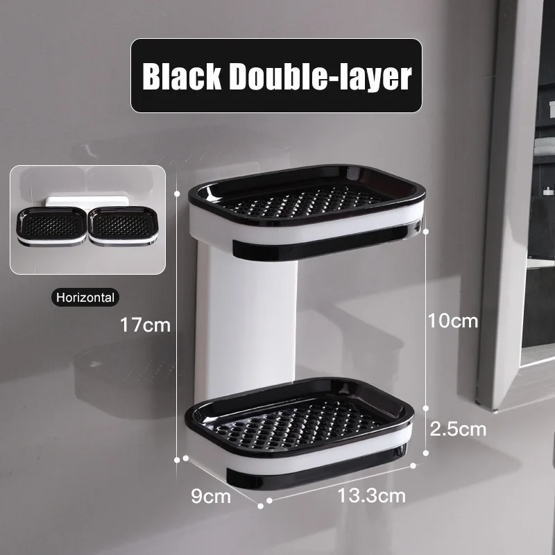 

GURET Drainable Soap Dish for Bathroom Portable Soap Holder Wall Storage Rack Organizer Bathroom Accessories Double Layer Holder