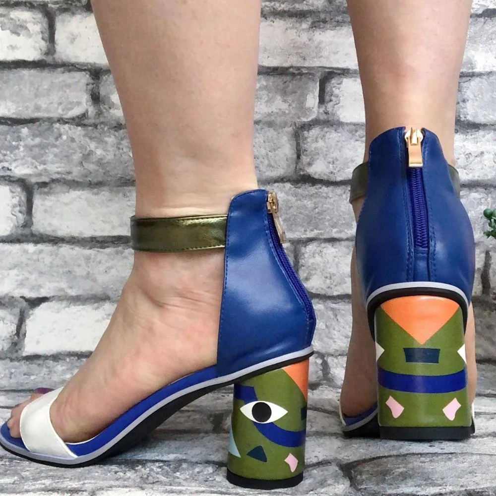 

2020 new Women Sandals Prints High Heels Summer Party Wedding Shoes Microfiber Woman Sexy Peep Toe Heels Pumps New Sandals