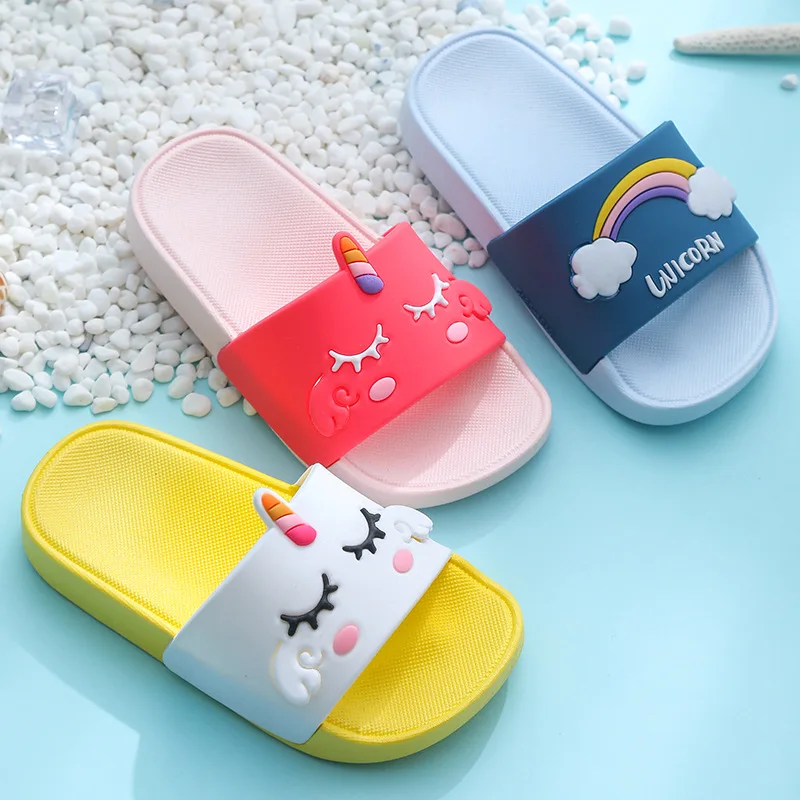 

2020 kids children's slippers summer girl cute cartoon unicorn home indoor non-slip soft bottom bathroom boys slippers summer