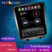 wekeao vertical screen tesla style 12 1 1 din android 8 1 gps navigation car dvd multimedia player car radio for ford mustang