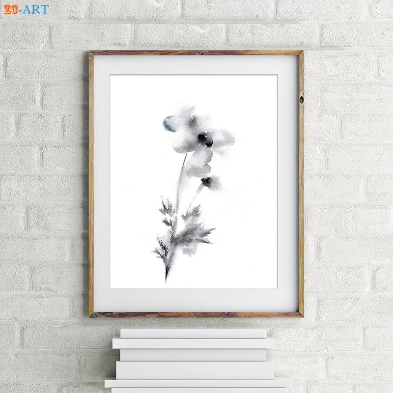 Минималистичные Серебристые Серые Цветочные акварельные принты современная