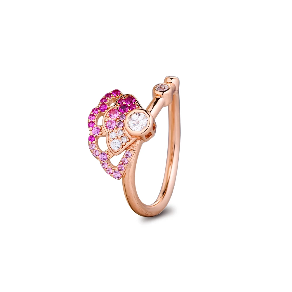 

2020 New Ring Plated Rose Gold Pink Fan Rings 925 Sterling Silver Ring for Women Wedding Engagement Ring Fine Jewelry