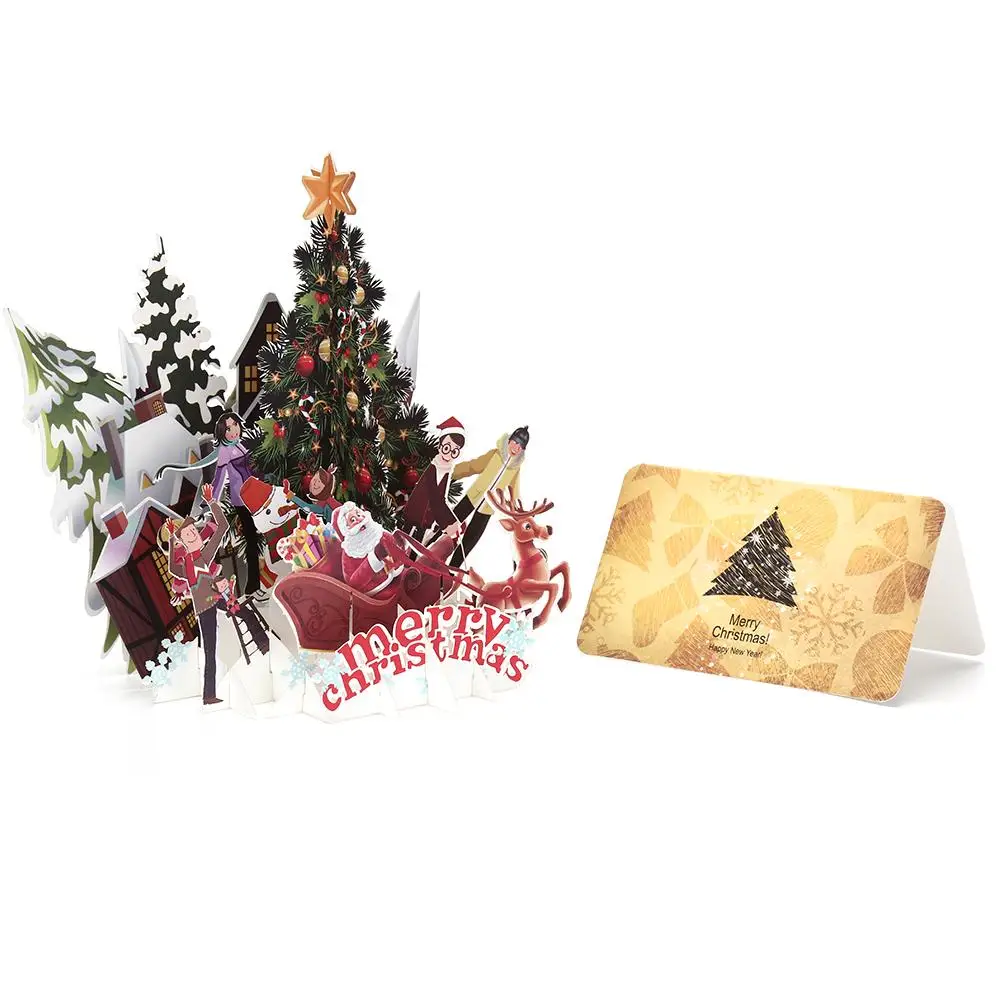 Folding Hollow Origami Message Birthday Creative Diy Colourful Xmas Tree Blank Greeting Card | Дом и сад