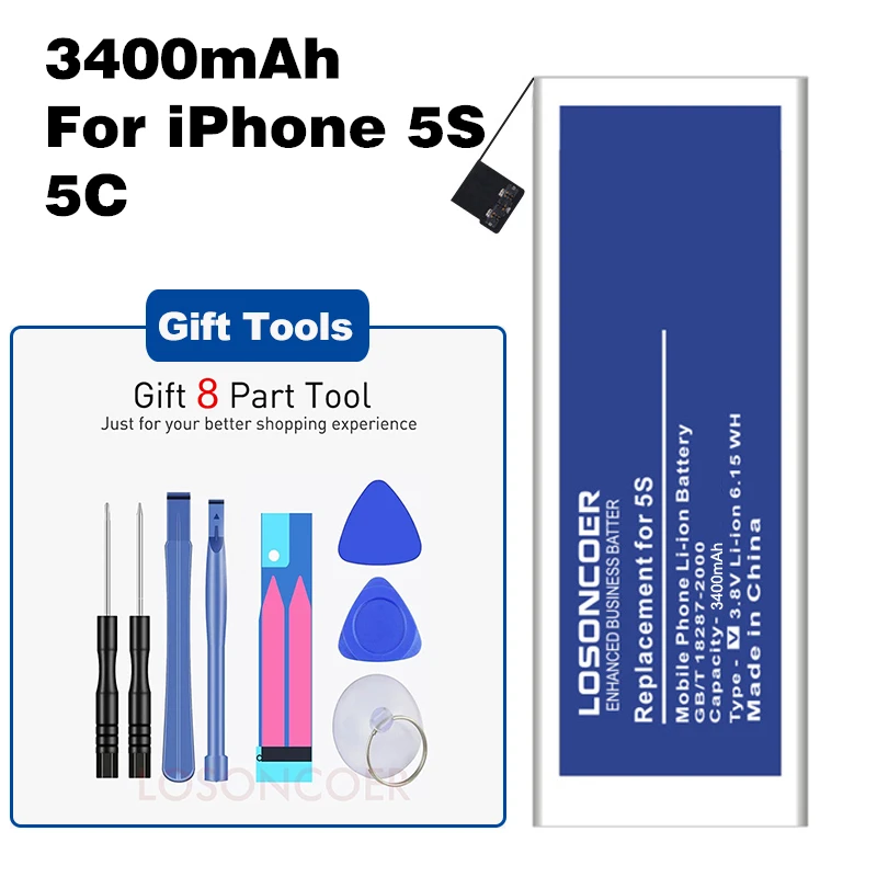 Для iPhone 5 5G 5S, Оригинальная батарея для мобильного телефона, батарея большой емкости, сменная батарея, батарея для iPhone5 5S