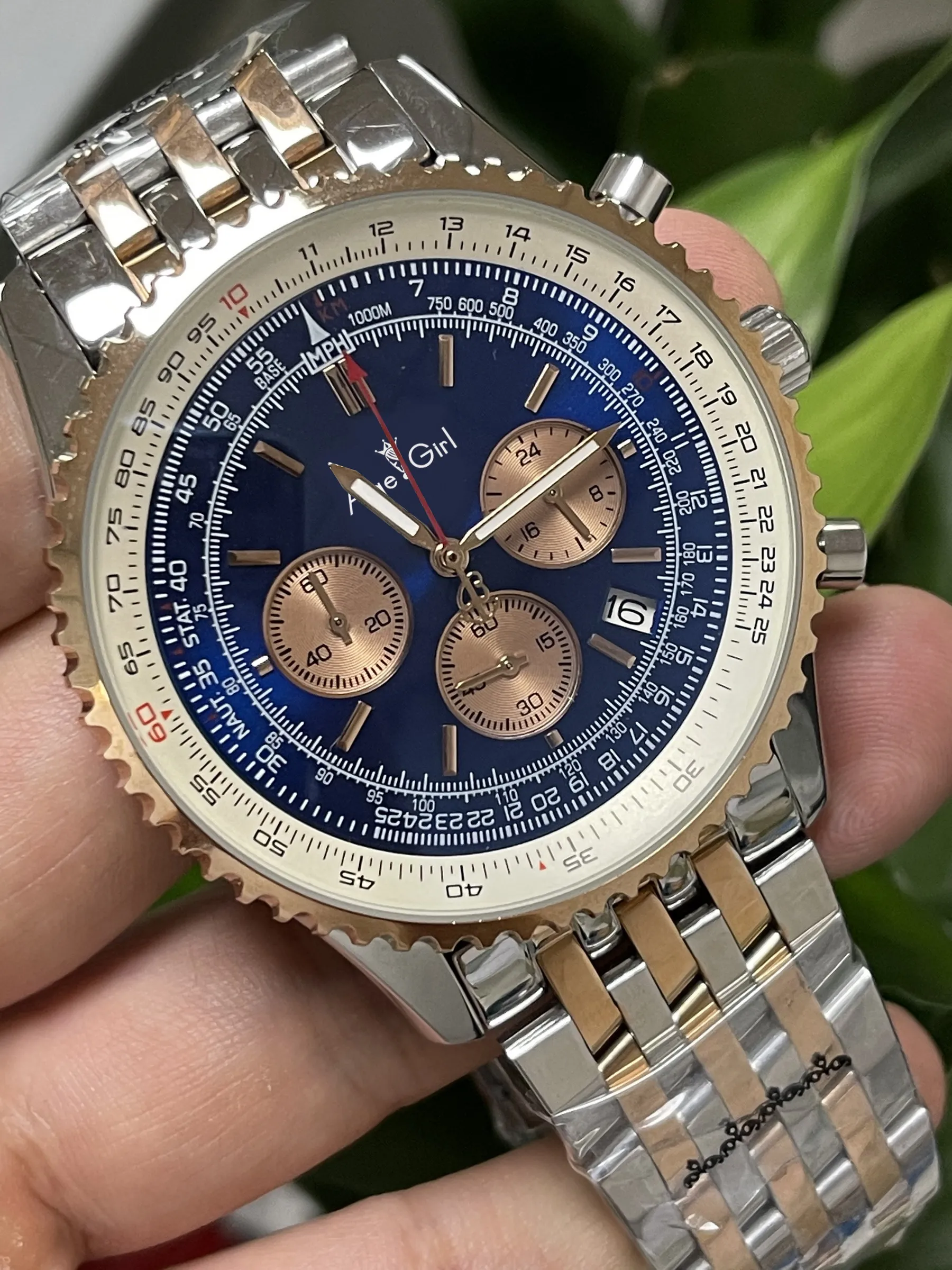 

Luxury Brand New Men Quartz Chronometer Stopwatch Silver Rose Gold Black Blue White Stainless Steel Bracelet Sapphire Watch AAA+