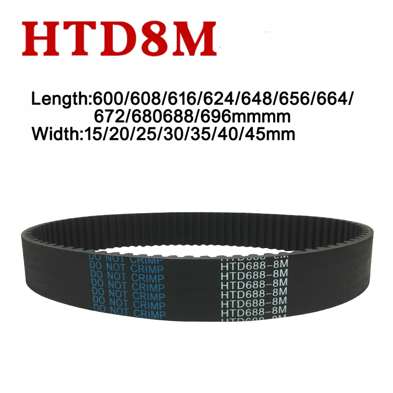

HTD 8M Rubber Timing Belt Industrial Transmission Synchronous Belt 600/608/616/624/648/656/664/672/680688/696mm Arc Tooth
