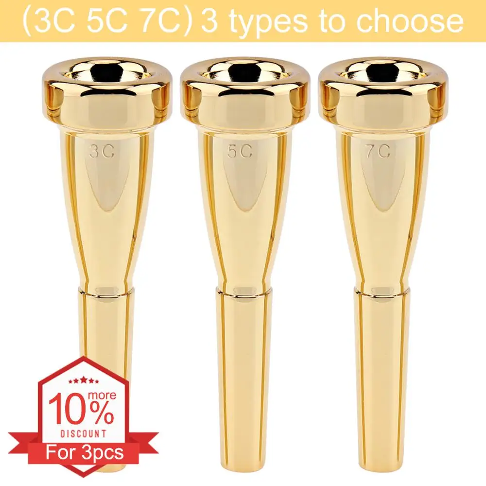 

3C 5C 7C Gold Plated Metal Durable Trumpet Mouthpiece Bullet Shape for Yamaha Bach Conn and King Trumpets Accessories