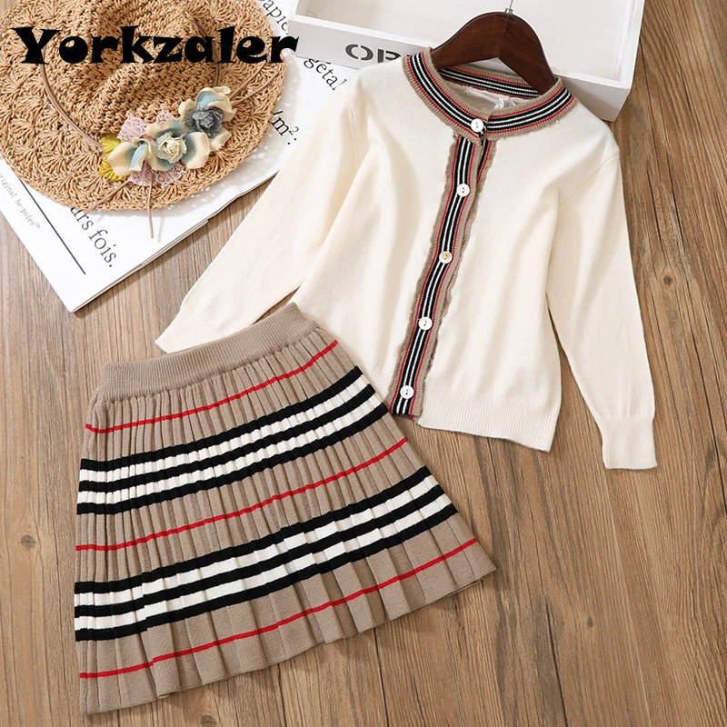 

2020 New Brand Children Clothes Set Toddler Girl Winter Clothes Knitted Cardigan and Skirt for Kids Baby Warm Clothing Sets