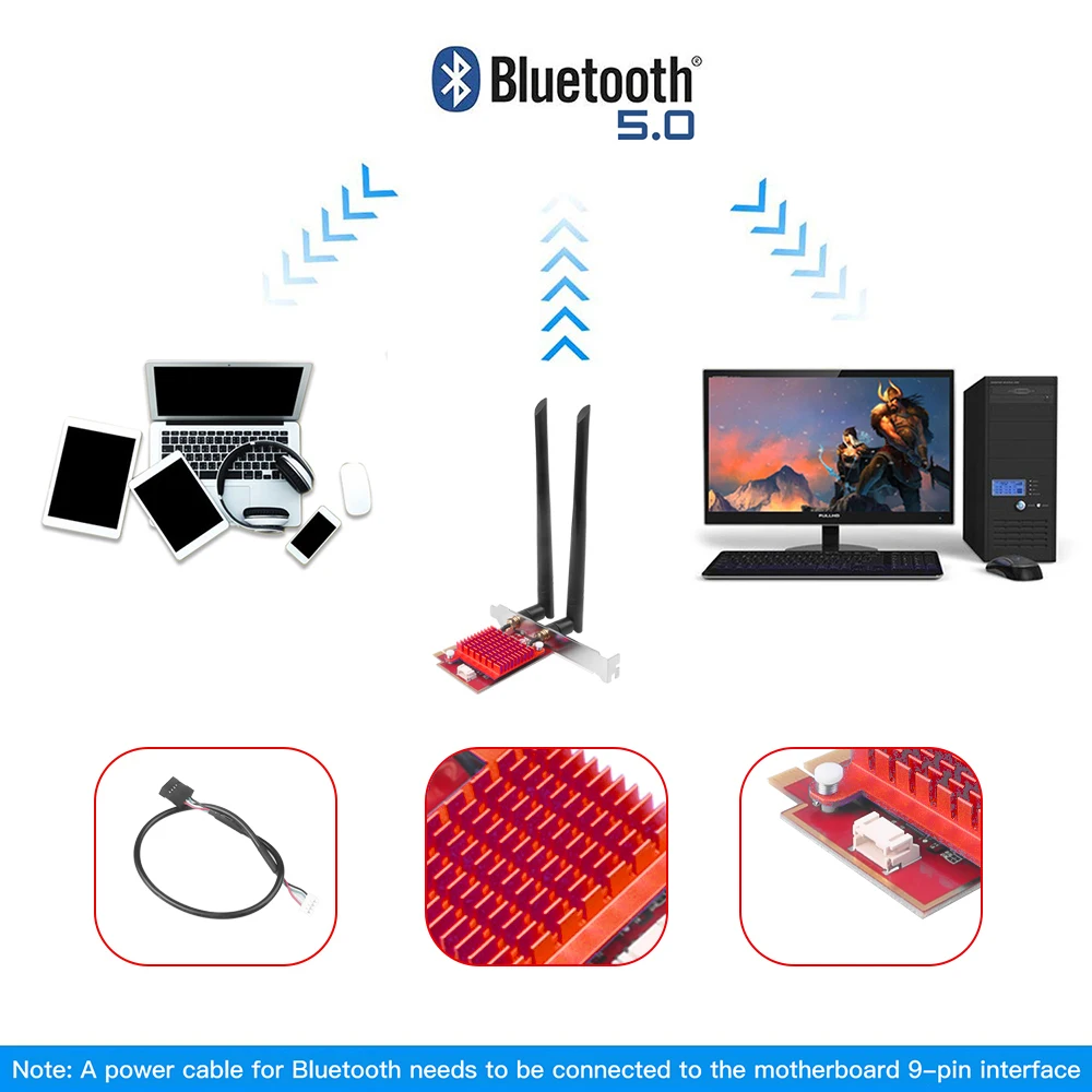 Kebidu 3000 Мбит/с Dual Band 2 4G 5G WiFi 6 гигабитная сетевая карта Pcie антенна Wi Fi Bluetooth 5 0