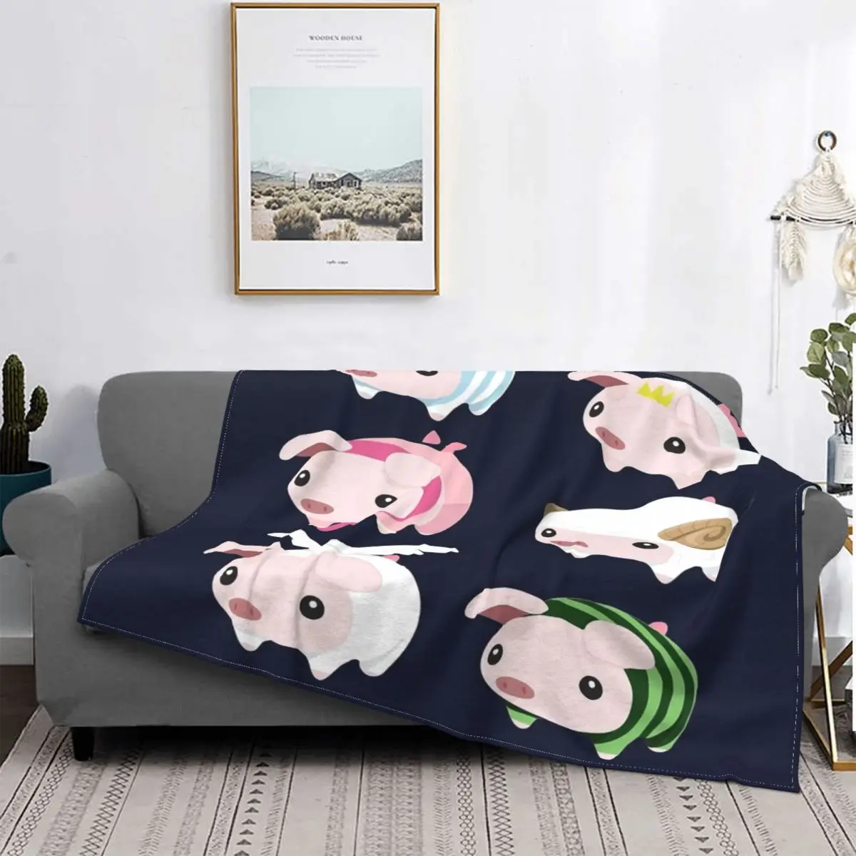 

Manta con estampado de Poogie Piggie Monster Hunter, colcha a cuadros para cama, sofá, manta mullida a cuadros, Sudadera con cap
