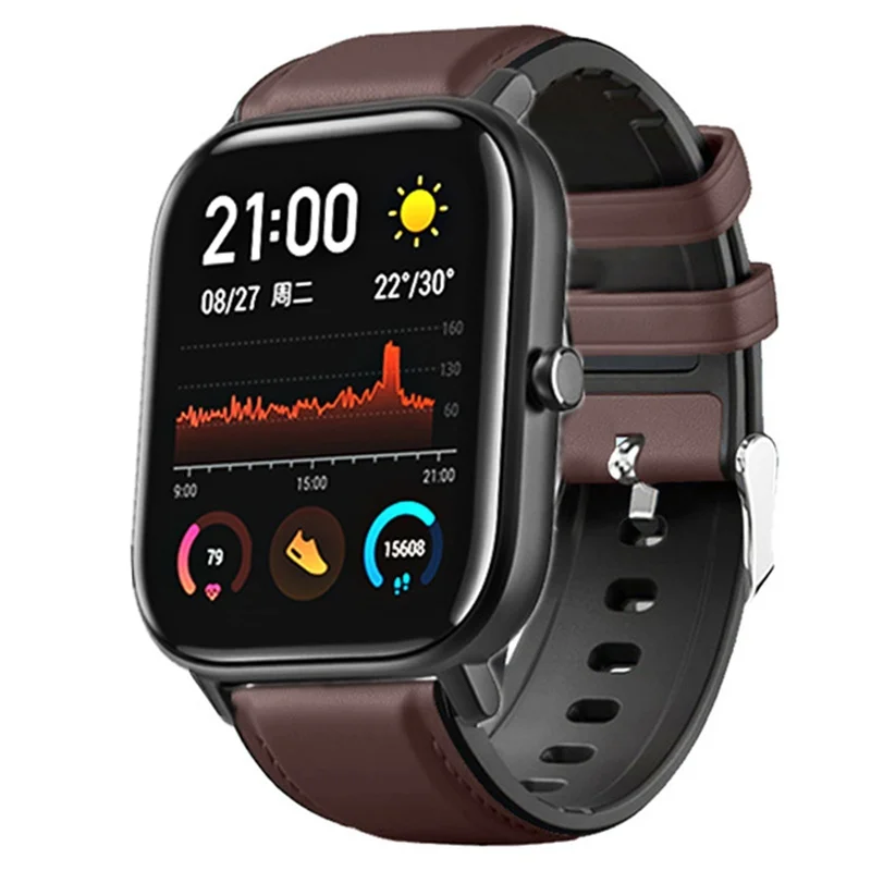 

Силиконовый + кожаный ремешок для умных часов Xiaomi Huami AMAZFIT bip S Lite GTS, браслет для Amazfit GTR 42 мм, браслет Correa