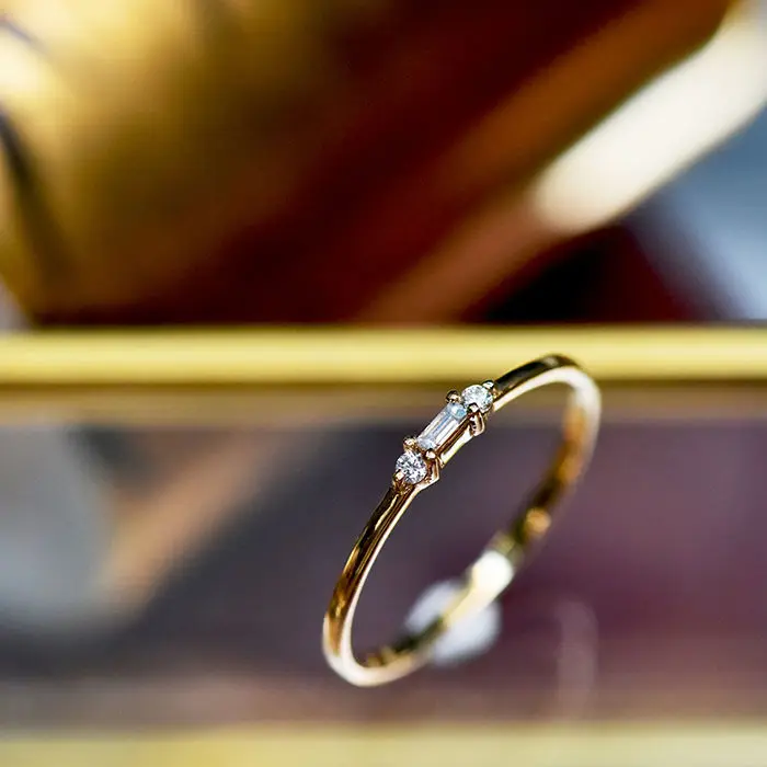 

Designer's original diamond-studded golden opening adjustable ring elegant temperament simple ladies silver jewelry