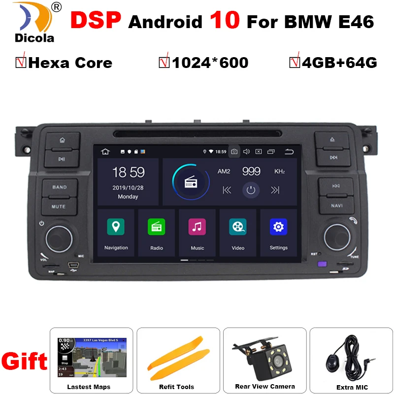 Автомобильный мультимедийный плеер PX6 Hexa Core DSP 4 + 64 ГБ Android 10 для BMW E46 M3 Rover 75