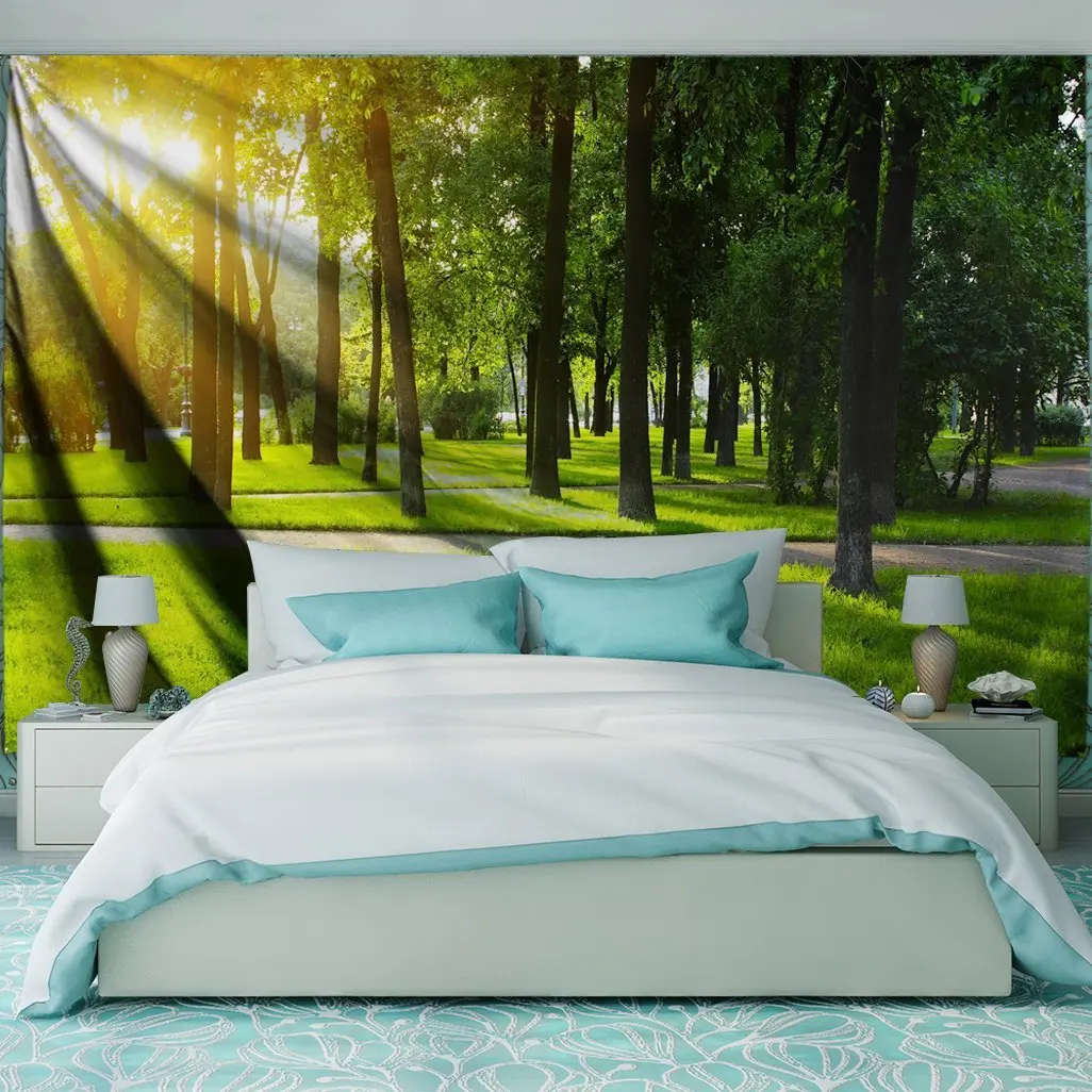 QIYI деревянный дизайн настенный гобелен домашний декор полиэстер ткань природа