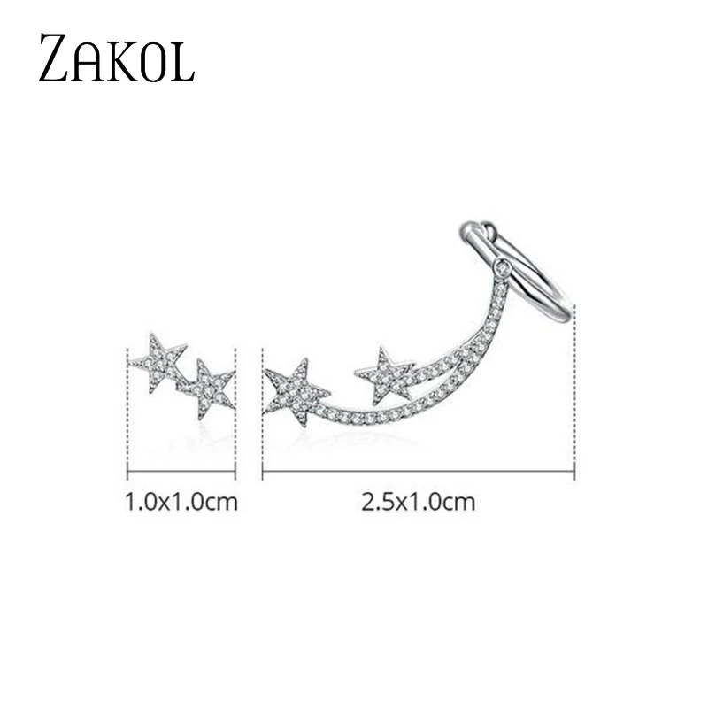 ZAKOL корейские высококачественные кубические циркониевые пятиконечные звездочки