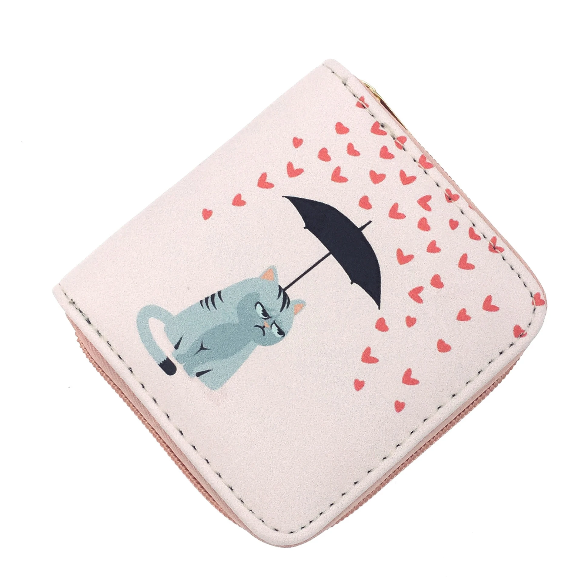 Милый мультфильм животных печатных женщин маленький короткий кошелек на молнии