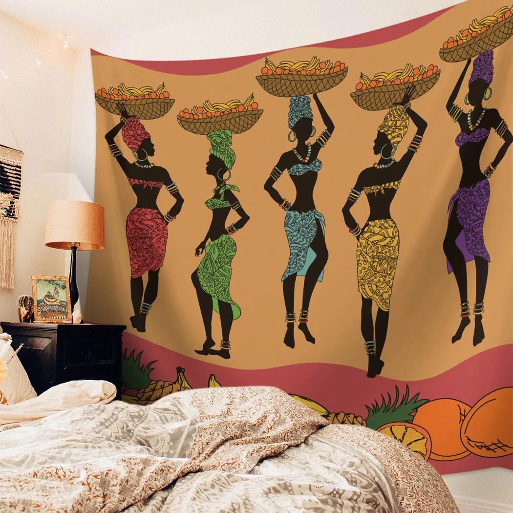 Настенный подвесной коврик для пикника йоги корзины с фруктами в африканском