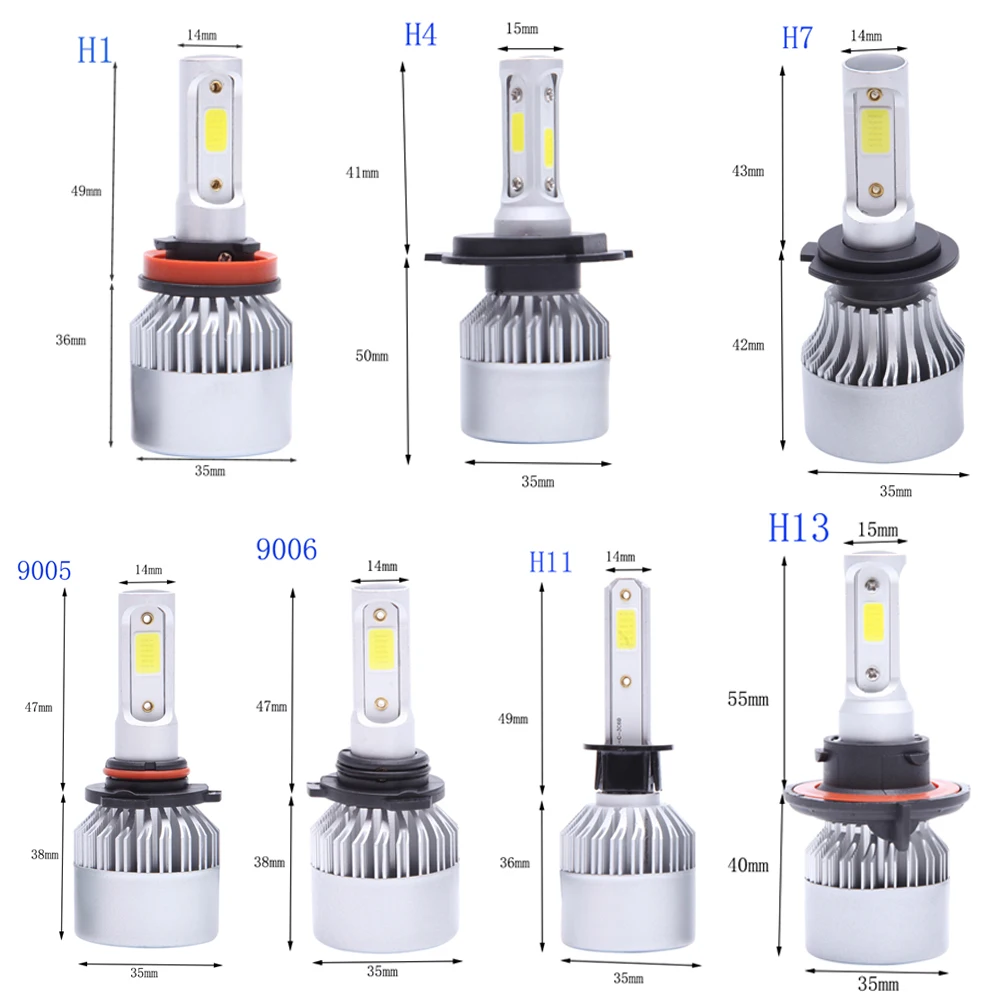8000LM/Pair LED Headlight Bulbs 72W Auto Lights Car H7 H1 H13 H11 H4 9005 9006 Styling Lamp 6500K led fog light | Автомобили и
