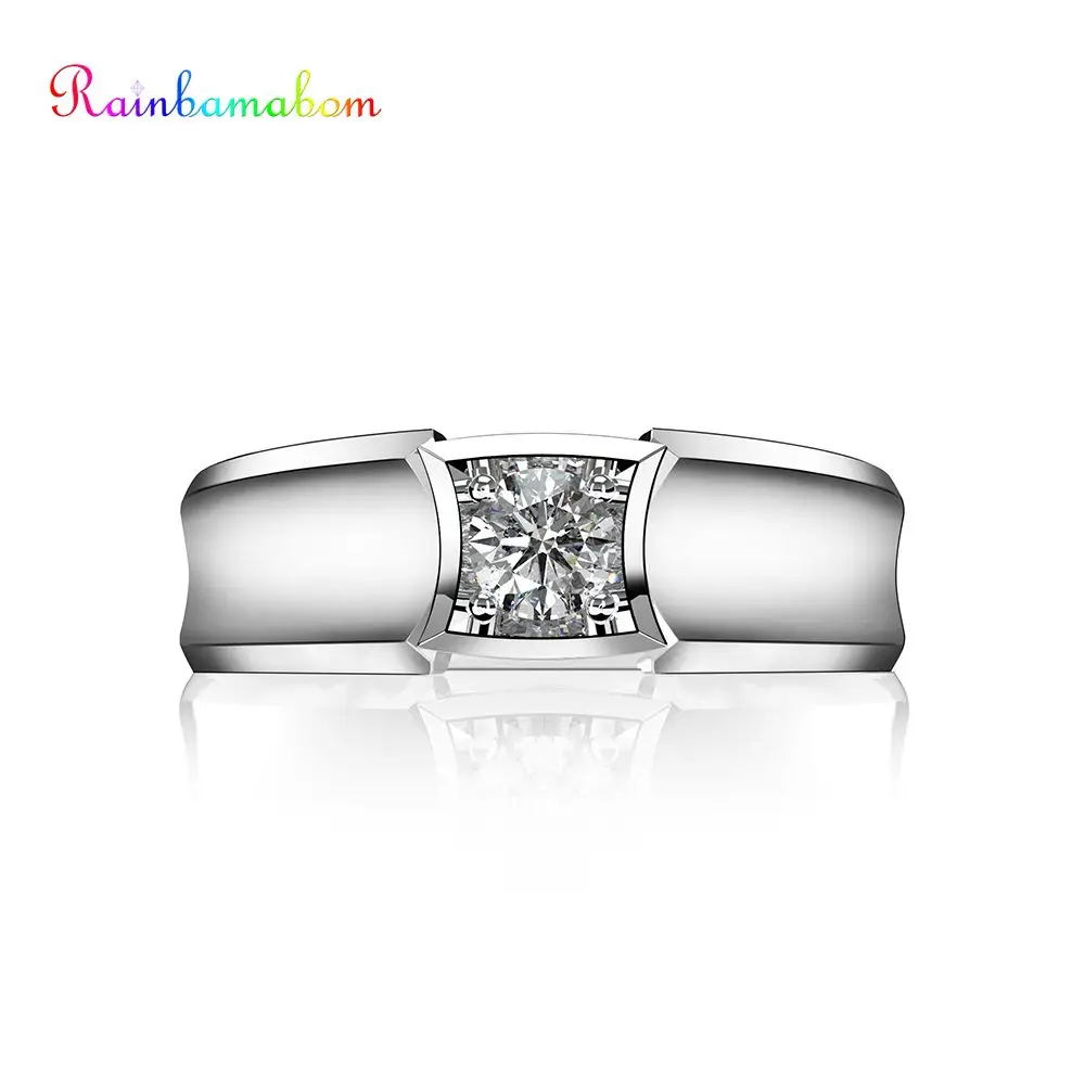 Rainbamabom 925 пробы Серебряное кольцо с муассанитом драгоценным камнем для свадьбы