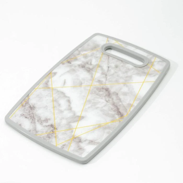 Доска разделочная прямоугольная Доляна Мрамор и золото 30х20 см | Дом сад
