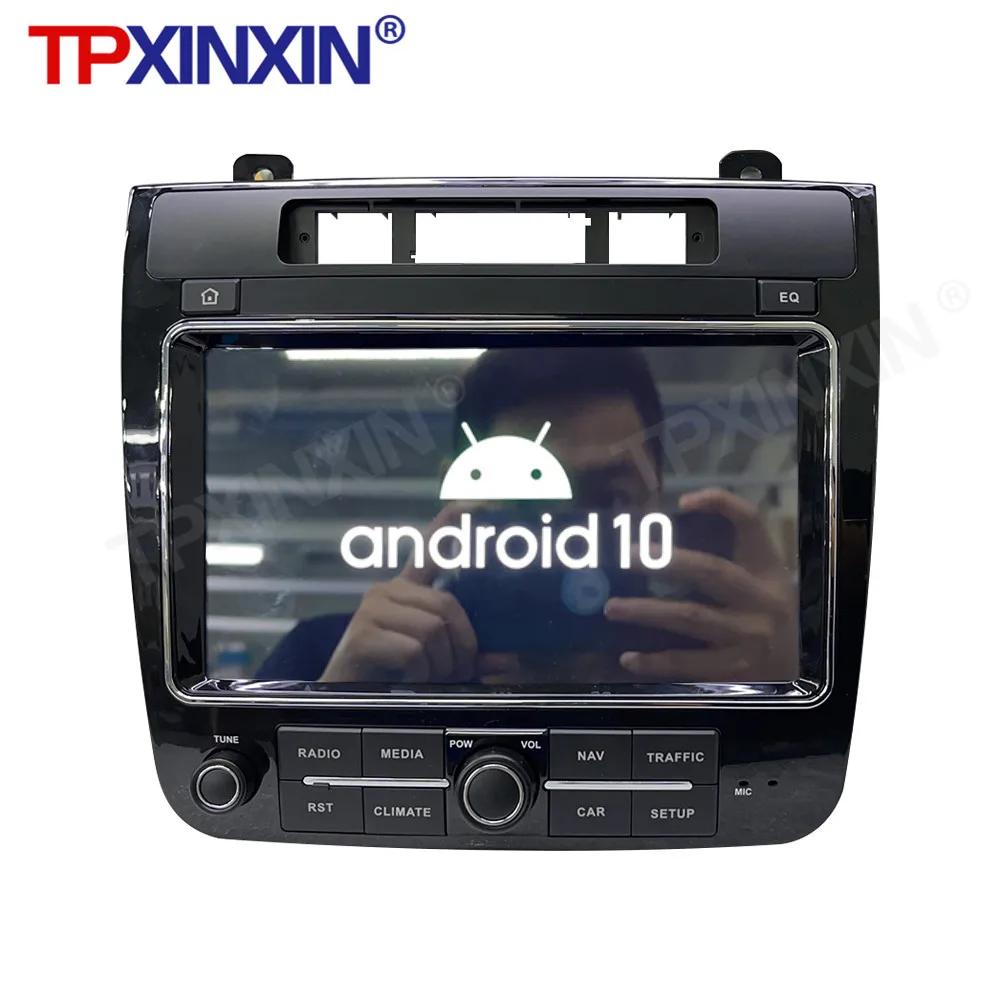 저렴한 안드로이드 10.0 4 + 128GB IPS 자동차 DSP 멀티미디어 헤드 유닛 라디오 플레이어 GPS 네비게이션 폭스 바겐 투아렉 무선 카플레이