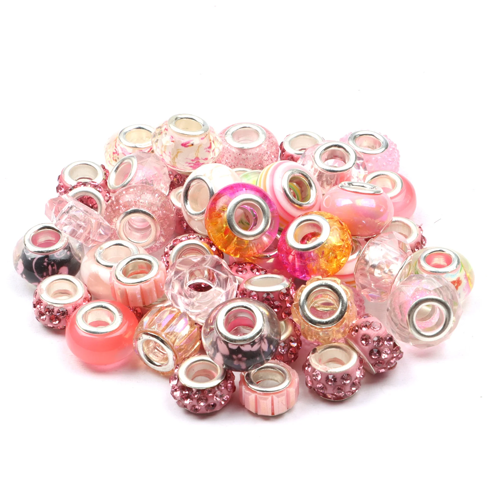 

Large Holes Spacer Bracelet Beads 16pcs Murano Glass Beads For Assorted Crystal Rhinestones Charms Bracelet