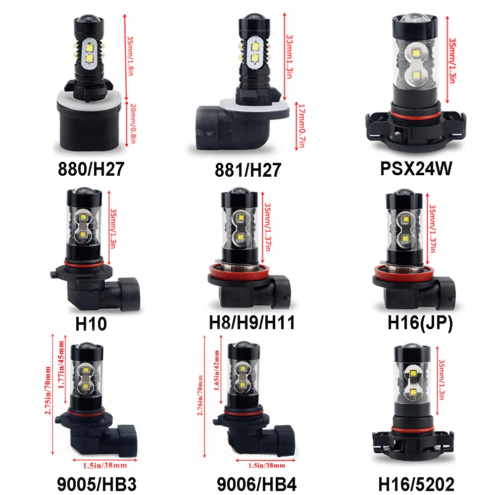 

OXILAM 2x H8 H11 LED Bulb 9005/HB3 9006/HB4 Car Fog Lights DRL Lamp for Honda Civic CRV 2008 CR-V City Fit Jazz Accord 2003