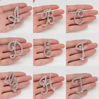 personalize 26 letters initial brooch pins for women men silver color rhinestone lapel pin shirt clothes wedding jewelry gift