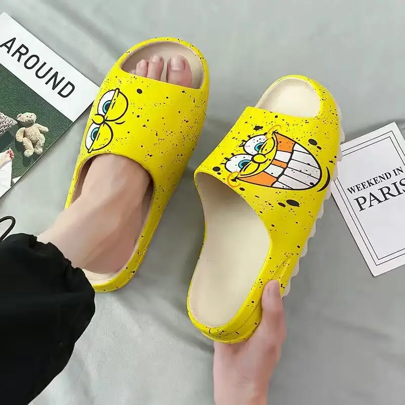 

Woman Summer Slippers Cartoon Graffiti New Non-slip Shower Bathroom Indoor Men's Slippers Unisex Flat Shoes Designer Sandals