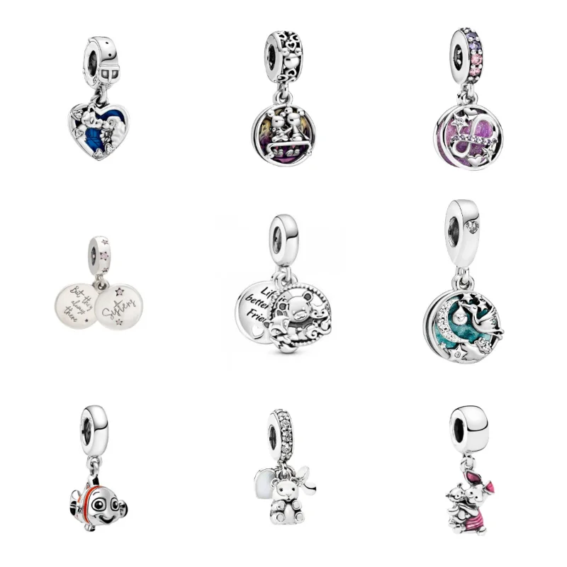 

Cupronickel New Cute Charm Teddy Bear Pendant Squirrel Fox Shining Heart Star Beaded Charms for Bracelets Wholesale