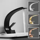 Смеситель для раковины в ванную комнату, современный кран для умывальника, одна ручка, кран горячей и холодной воды, черногозолотого цвета