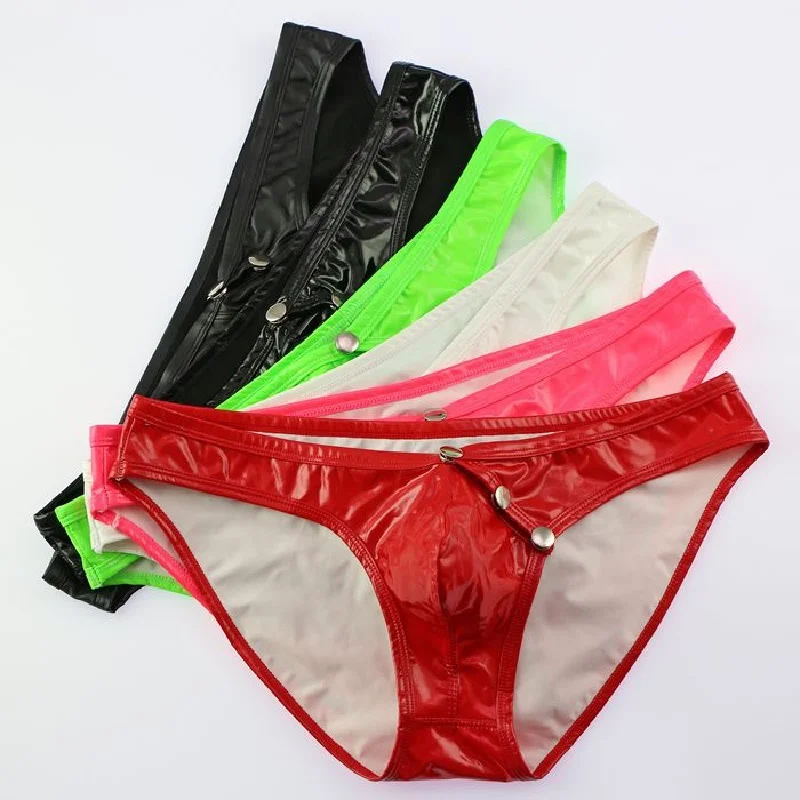 Трусы-брифы мужские из искусственной кожи нижнее белье джоки с заниженной талией