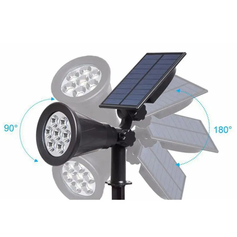 

7 LED Solar Spotlight Lawn Flood Light Outdoor Garden Adjustable 7 Color in 1 Wall Lamp Landscape Light for Patio Decor Dropship