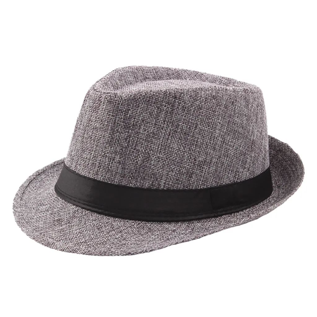 

Men Straw Knitted Hat Sun Hats For Women Men Jazz Hat Breathable Linen Top Hat Outdoor Sun Hat Curly Brim