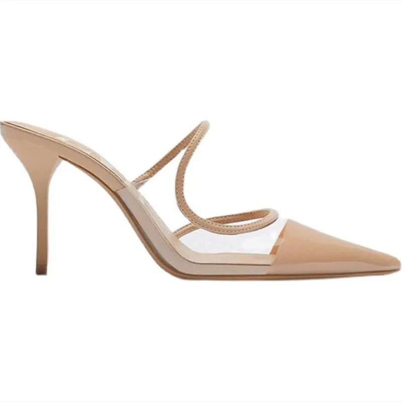 

Summer new high-heeled sandals with stiletto and pointed toe high-heeled shoes for women's casual solid color high-heeled shoes