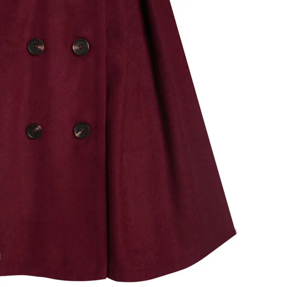 

Autumn Winter Overcoat Women Princess Swing Hooded Fur Coat Slim Double Breasted Long Coat Female