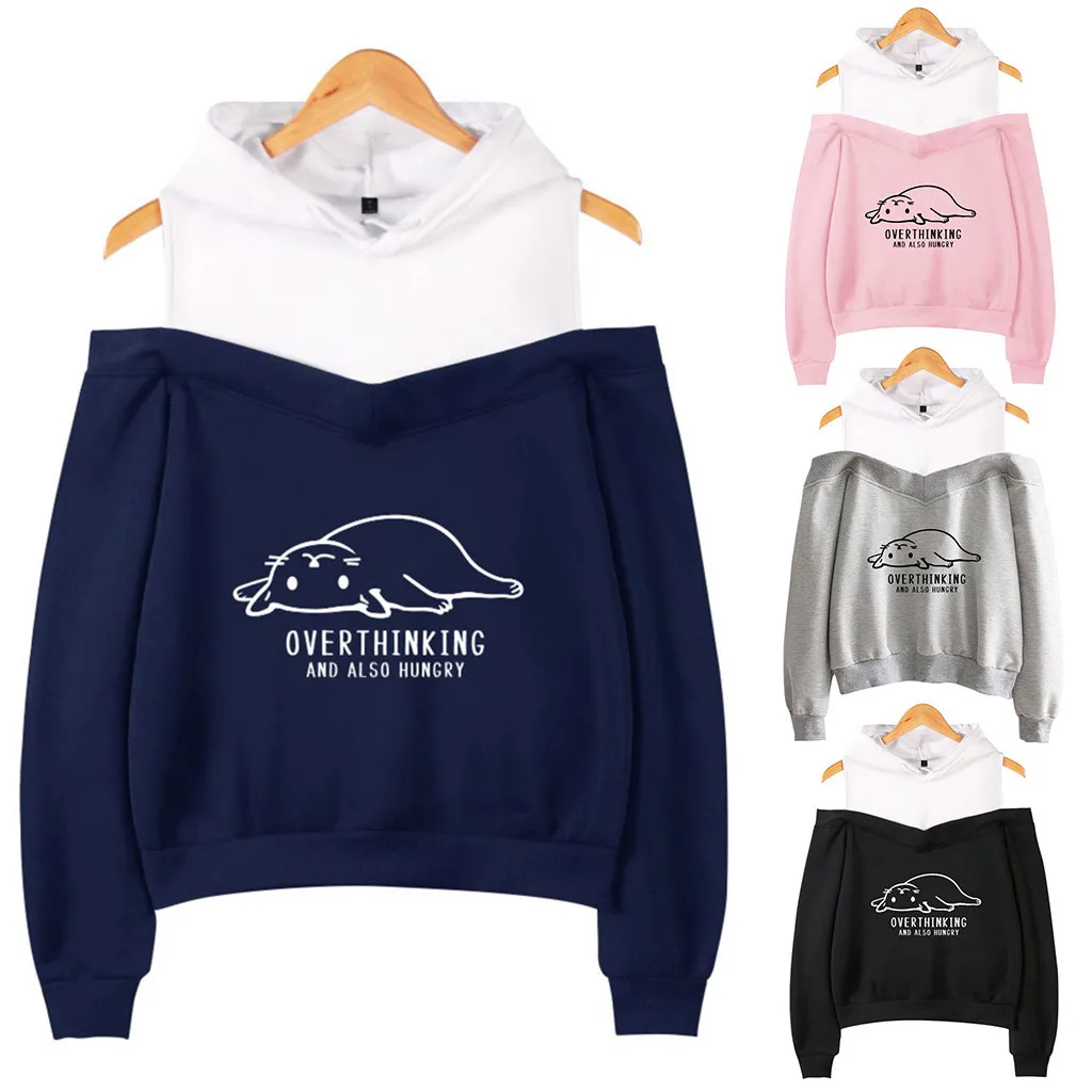 Женская толстовка с открытыми плечами и принтом ленивого кота эксклюзивная