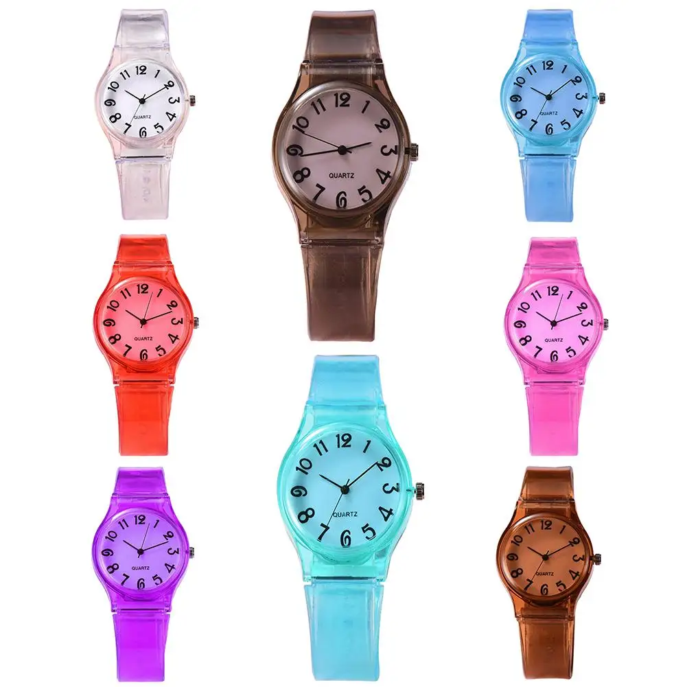 

Children Candy Color Watches Big Number Round Dial Silicone Band Quartz Wrist Watch for Kids Girls Wristwatch тонкие часы