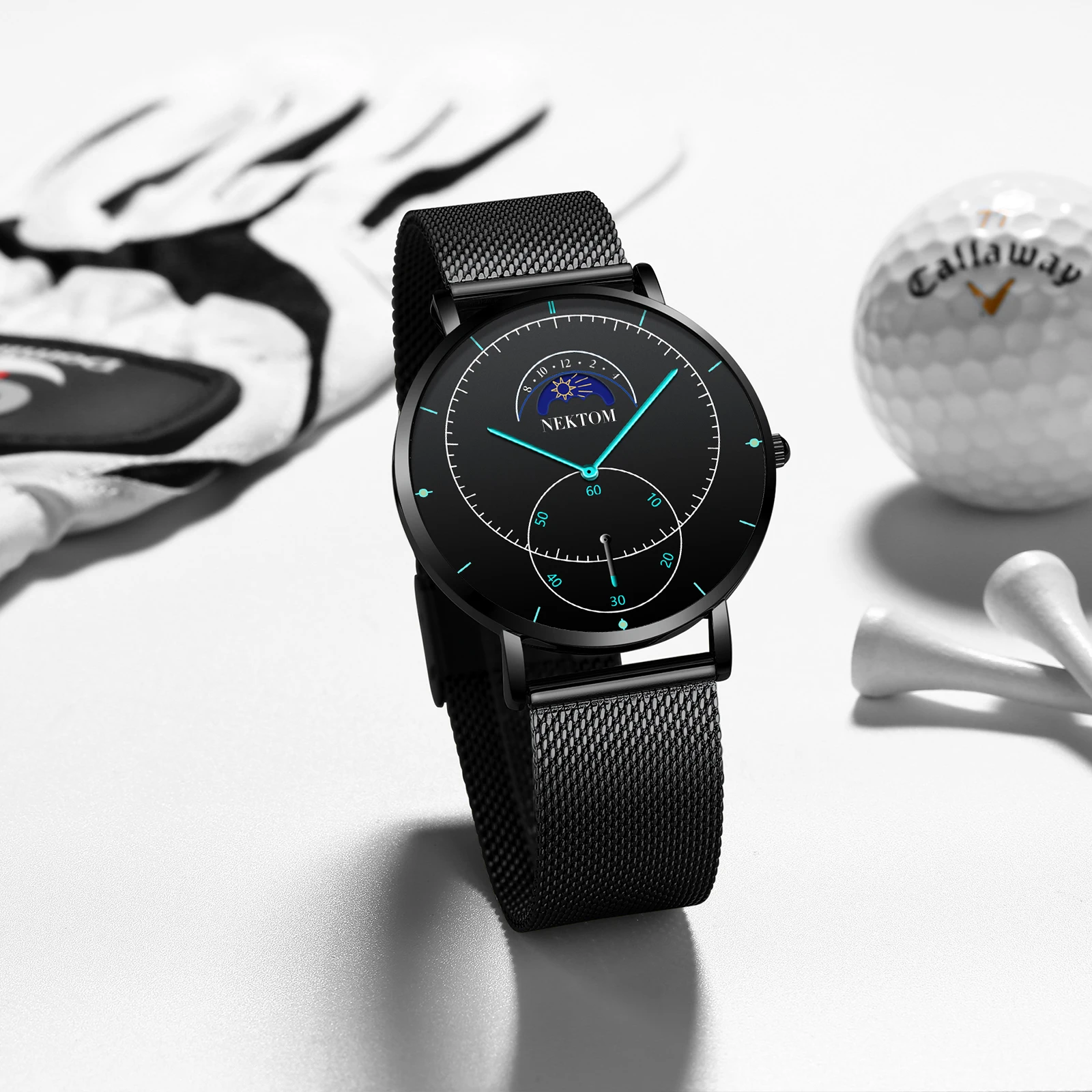 NEKTOM новые часы роскошные часы Reloj Hombre мужские часы водонепроницаемые часы с хронографом светящиеся мужские часы Saat Montre
