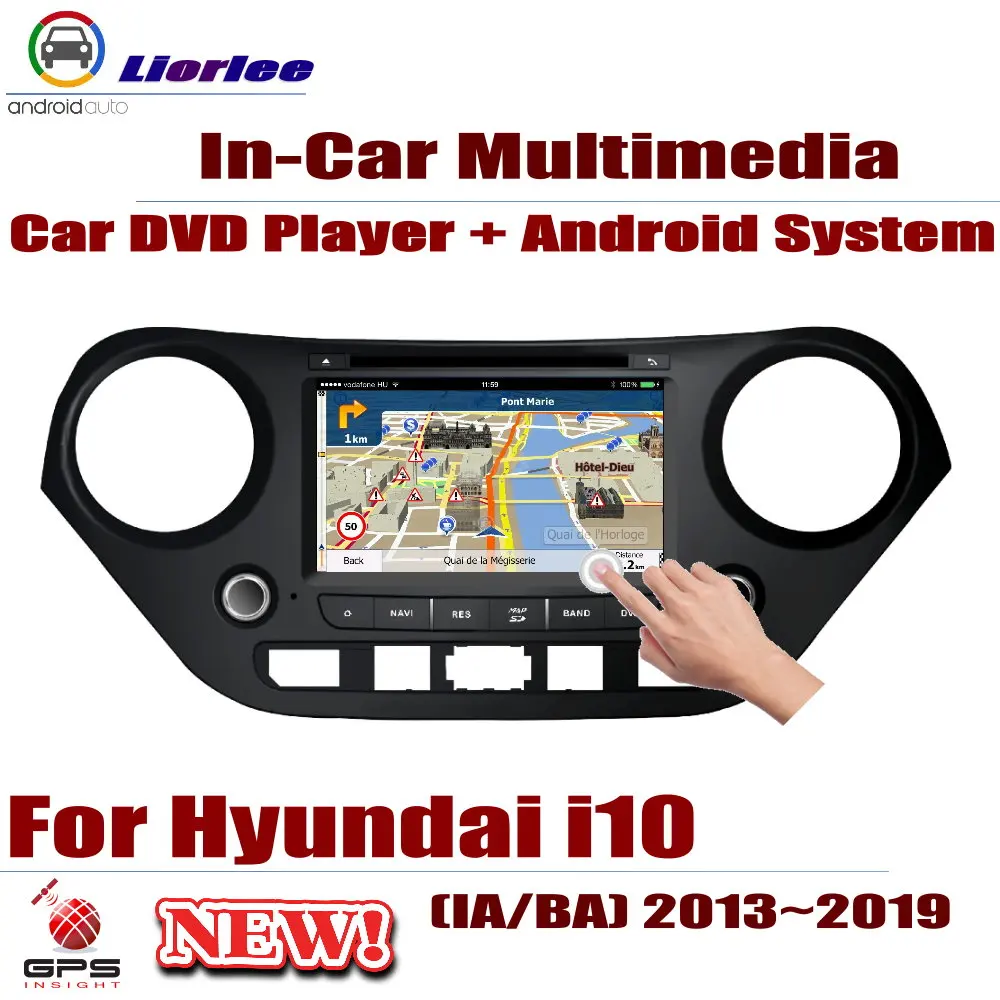 Автомобильный DVD-плеер для Hyundai i10 (IA/BA) 2013-2019 IPS ЖК-экран GPS-навигация система Android