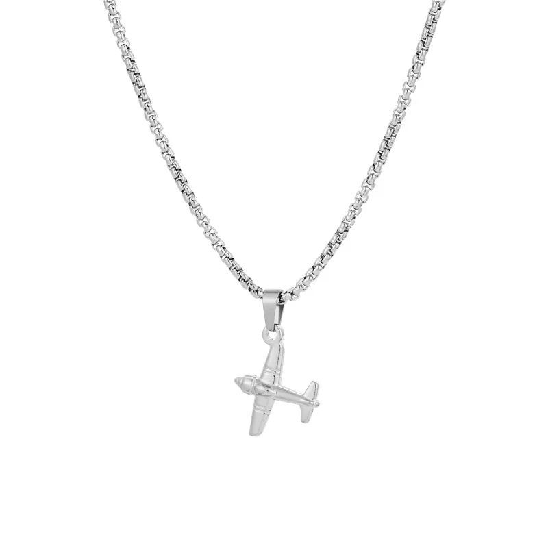 

Stainless Steel Aircraft Shape Pendant Necklace For Women Simplicity Clavicle Chain 2020 Trend Hip Hop Jewelery Party Gift