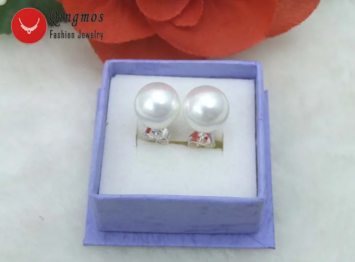 Женские серьги гвоздики с жемчугом 10 мм|earring genie|earring cardearring holder |