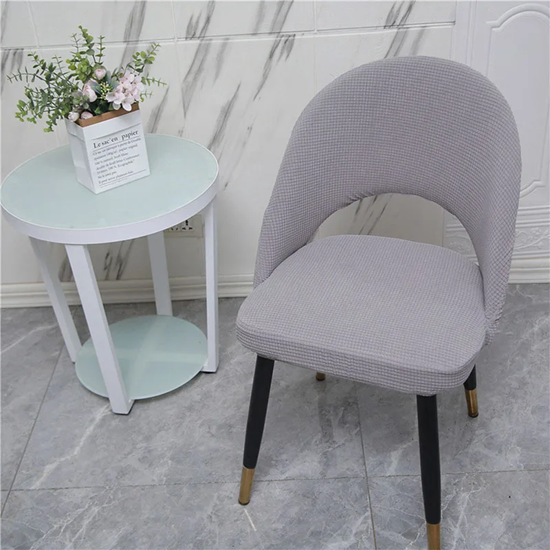 

Эластичный изогнутый Чехол для стула, чехлы для стульев с вырезами, жаккардовый чехол для стульев, съемный чехол для мебели, однотонная защи...