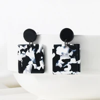 wybu acetate fiber plate marble pattern square pendant drop earring for women black white glossiness earring light ear jewelry