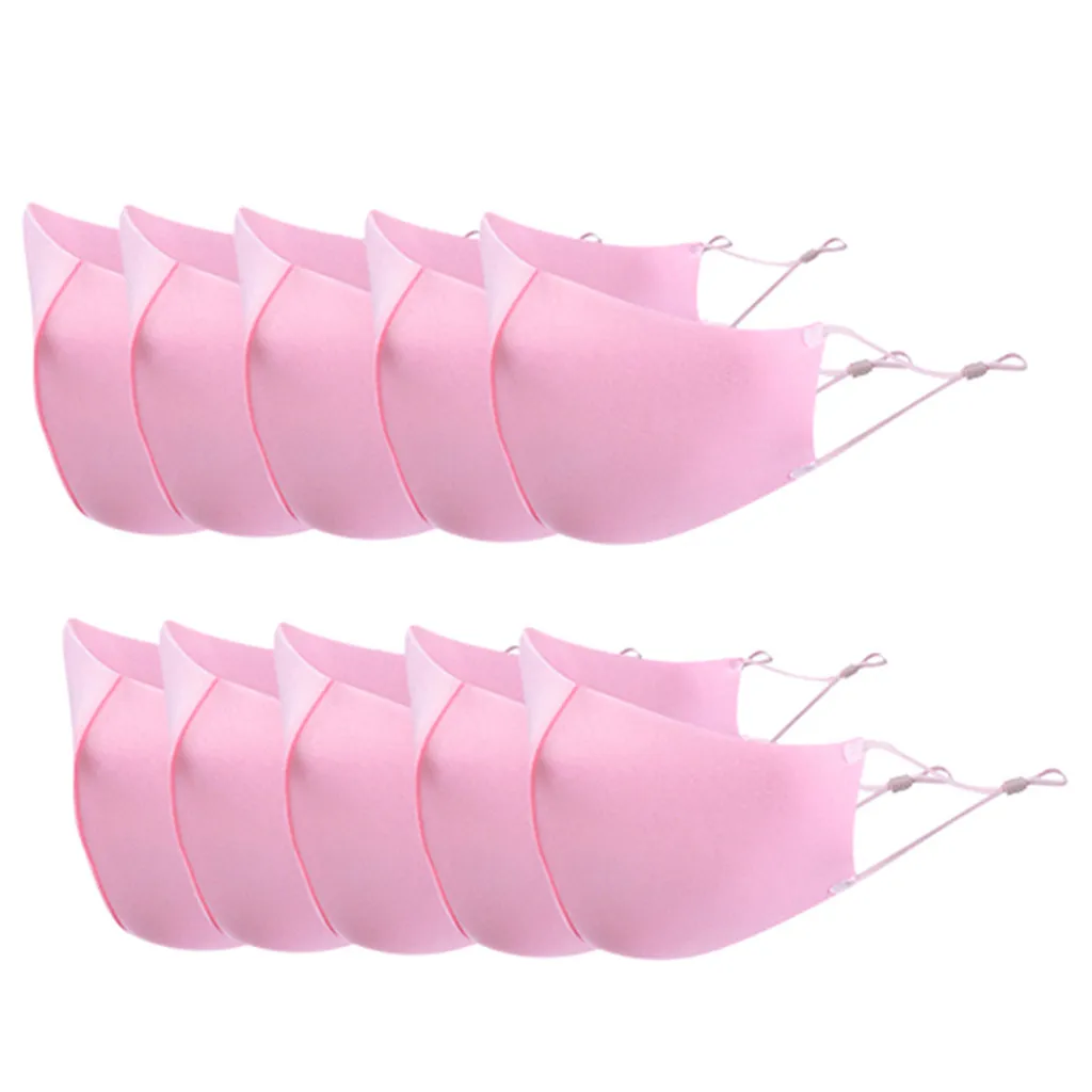 

10PCS Washable Reusable Cotton Face Mask Fashion Outdoor Solid Colored Adult Unisex Mouth Cover Mouth Mask With Design Masque